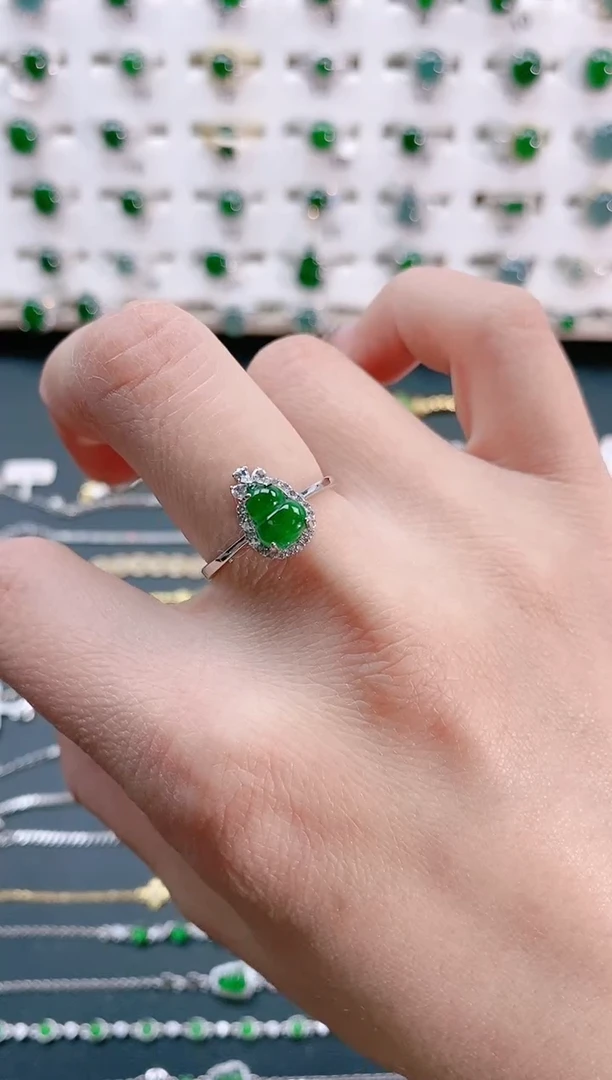 【闪购商品】翡翠戒指银S925镶嵌天然翡翠