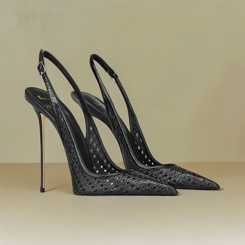 秋冬舒适高跟鞋网红新款黑色法式尖头细跟外穿配裙子凉鞋不累脚