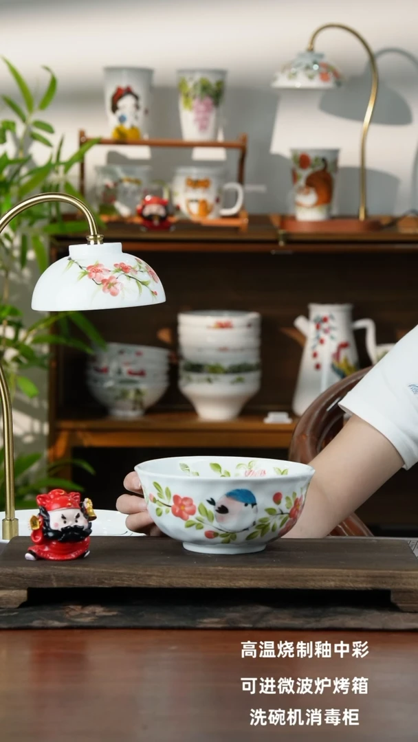 景德镇手绘釉中彩（食品级）捏捏碗