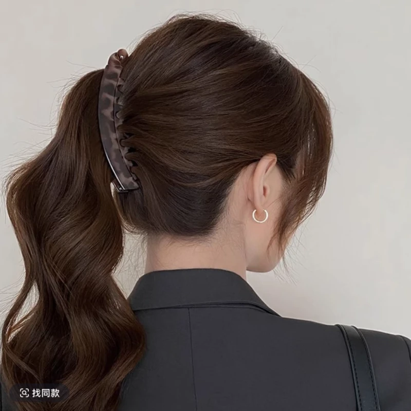 复古高级感豹纹香蕉夹女2025秋冬新款小众设计盘发抓夹高马尾发夹