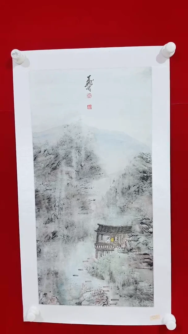 国画国画Y-李玉国老师绘画作品-2平尺山水（带中国画协会证书）