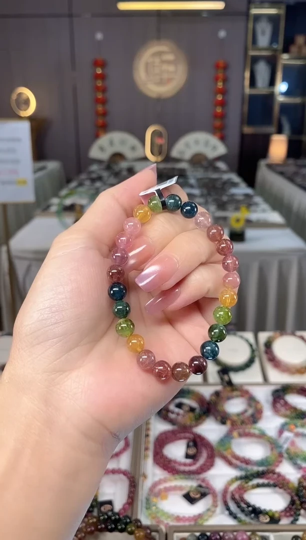 未镶嵌老矿碧玺彩虹单圈手串7mm+碧玺多样性发货一条hon