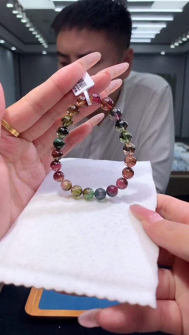 手链未镶嵌碧玺老矿西瓜碧玺单圈8x