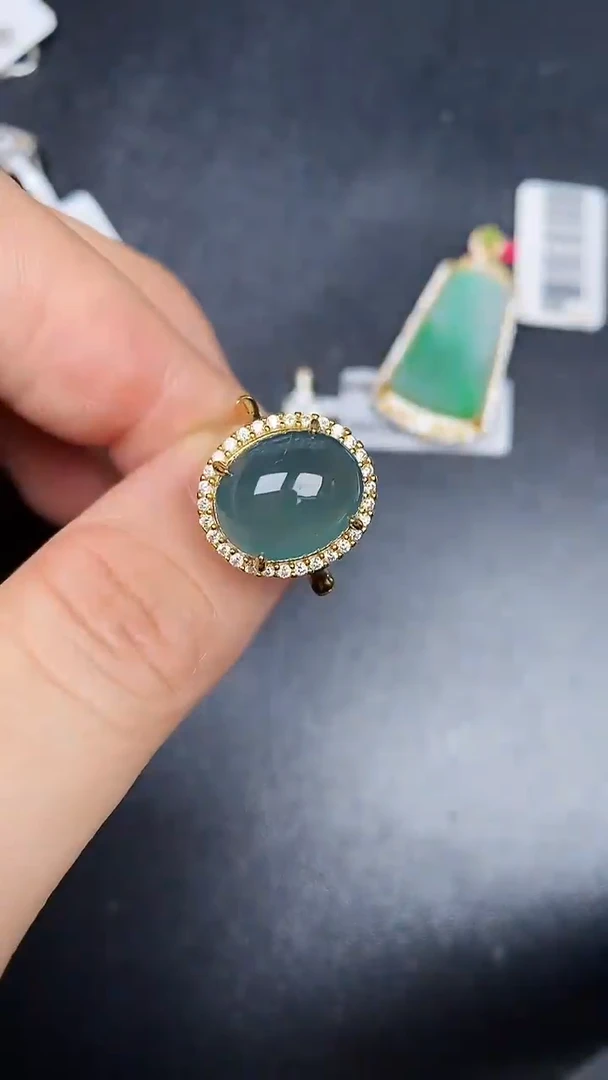 银S925镶嵌戒指翡翠1700