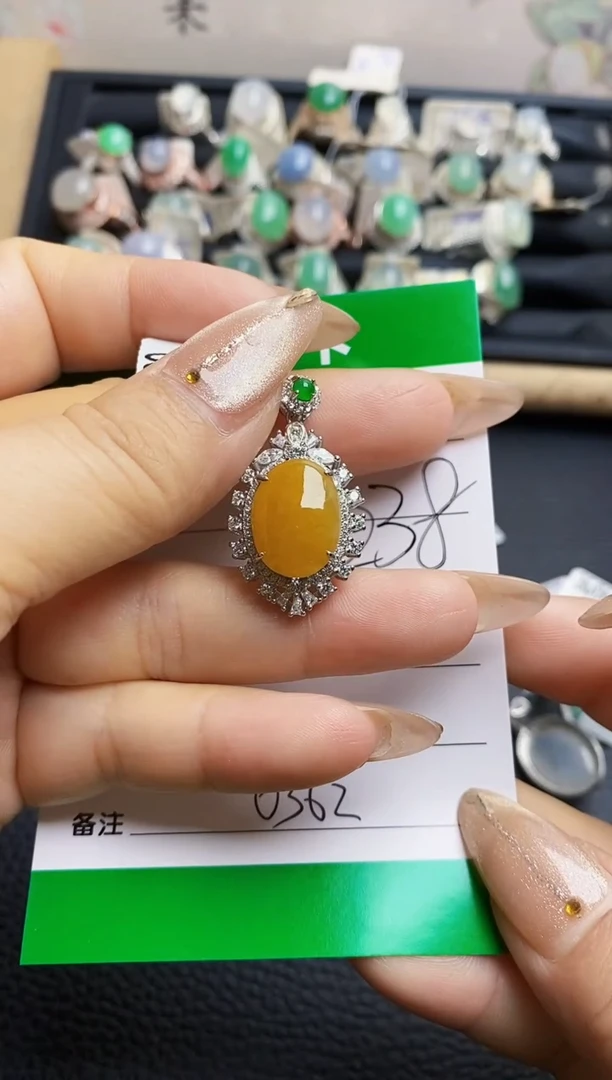翡翠戒指银S925镶嵌6362