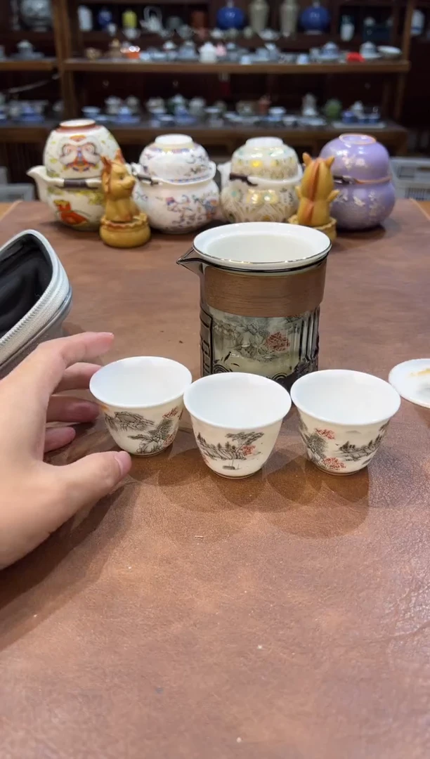 真的很便宜超好看会开片的旅行茶具