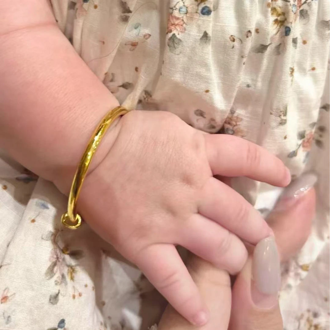 【小鹏黄金】足金999宝宝推拉手镯5D工艺手镯