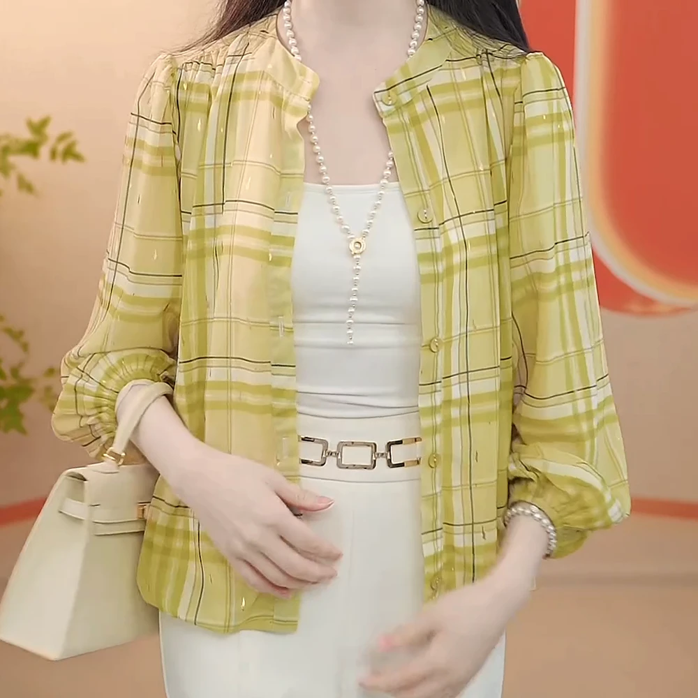 格子衬衫女2025春季新款时尚洋气减龄设计感复古休闲外穿开衫上衣