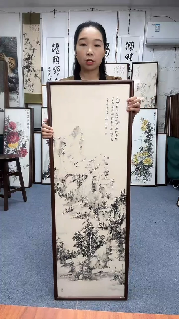 国画42*122实木画框京东包邮手绘