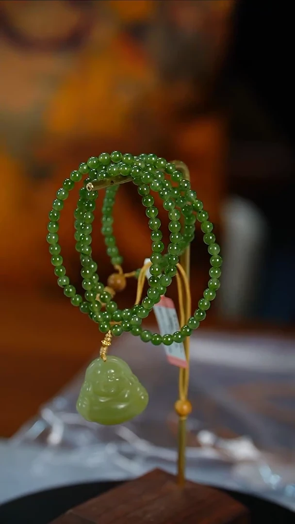 【闪购商品】和田玉颈饰银S925镀金镶嵌和田玉佛公项链38010055