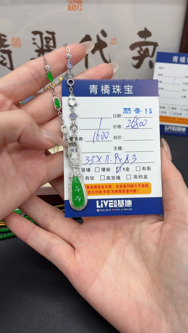 套链18K金镶嵌翡翠吴****1A货翡翠0915