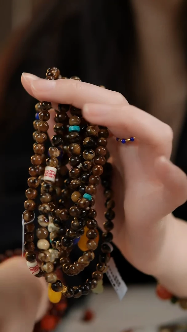 手链琥珀（根珀）18K金镶嵌根珀多圈多样性发其一