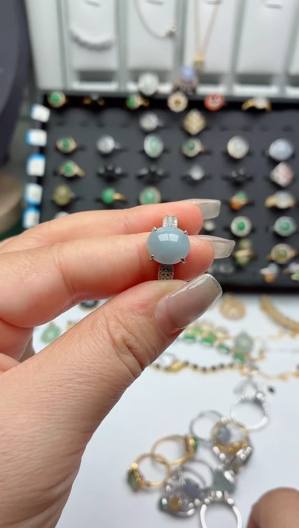 银S925镶嵌戒指翡翠.