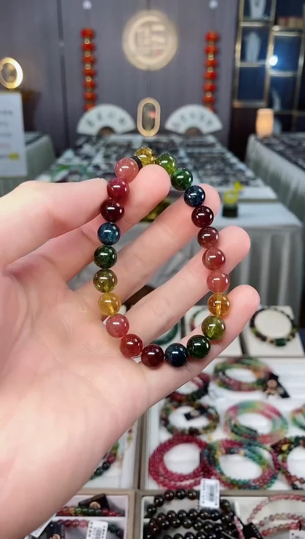 未镶嵌收藏级老矿碧玺单圈手串8mm+碧玺 xion多样性发一条