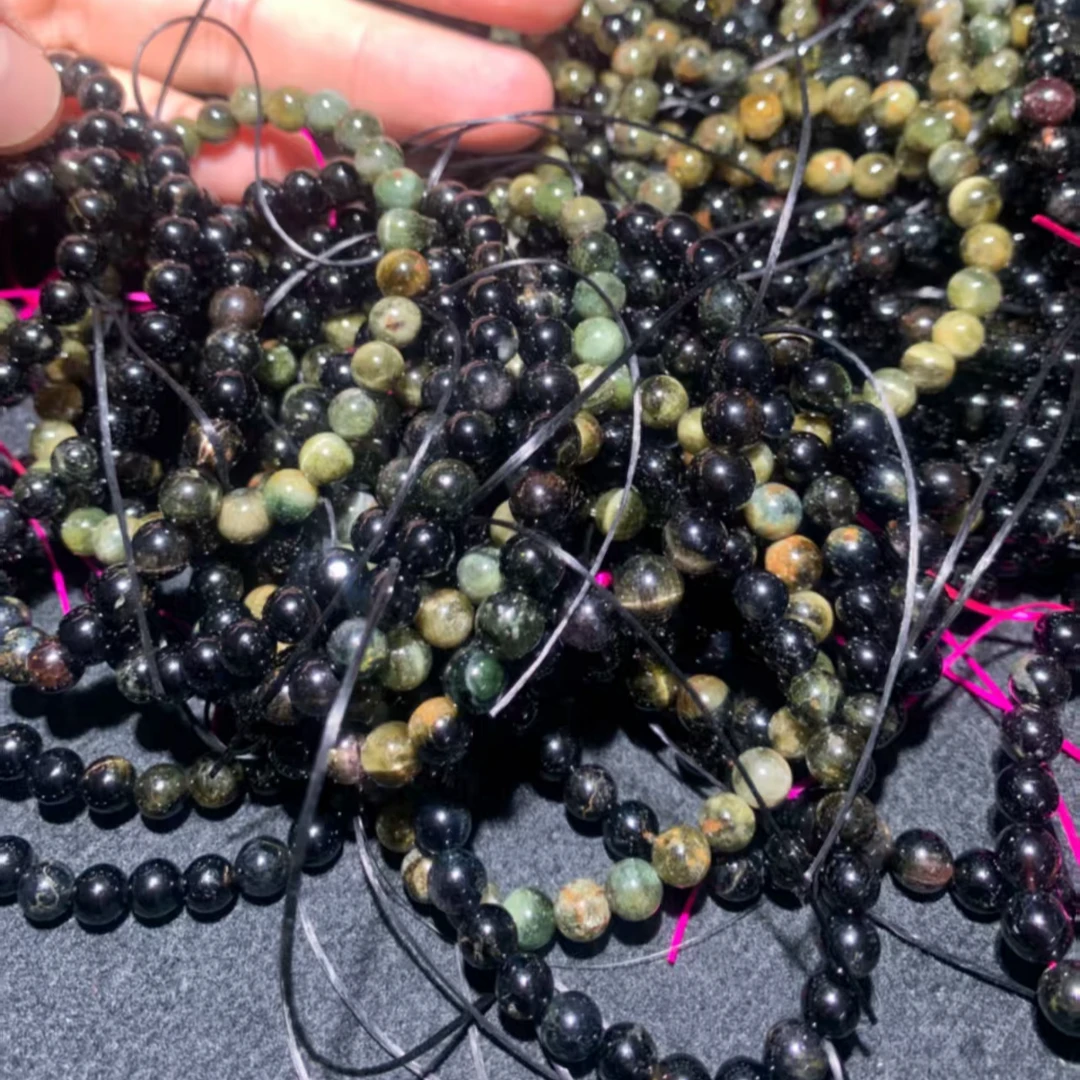 黑碧玺+墨绿色碧玺单圈 天然巴西碧玺手链正品手串