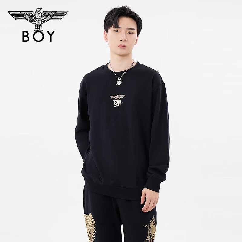 【暗夜指引】BOYLONDON24秋新品情侣金箔老鹰设计感圆领卫衣N03076