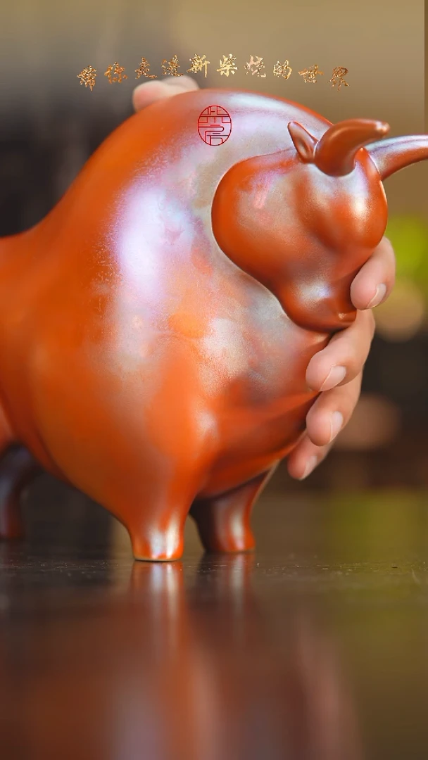 瓷片18柴房陶瓷柴烧金红大牛