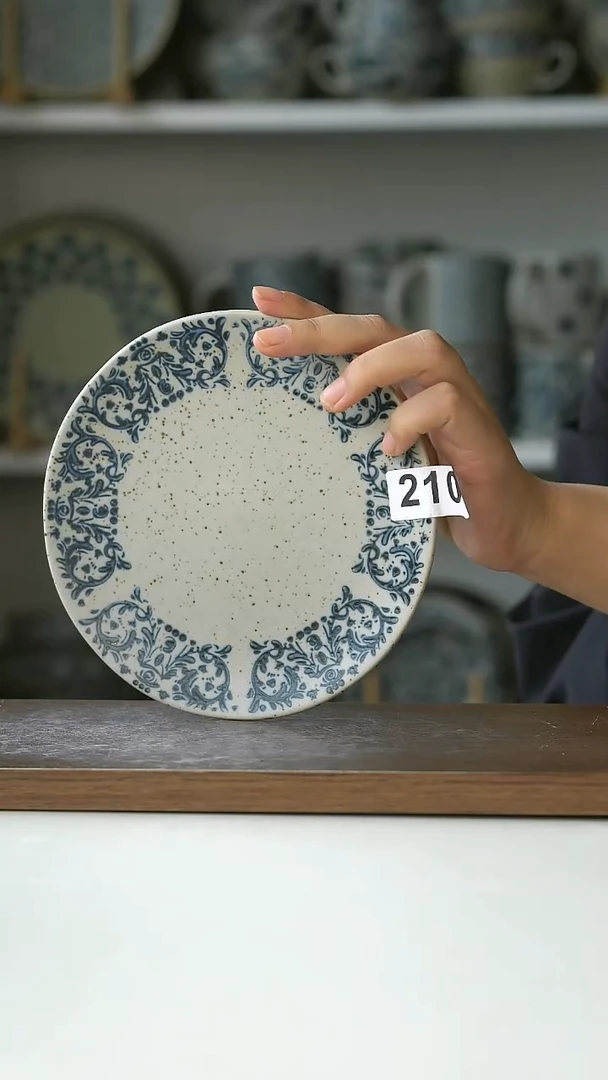 陶瓷210瑕鸢尾花甜品盘16cm@4-2@