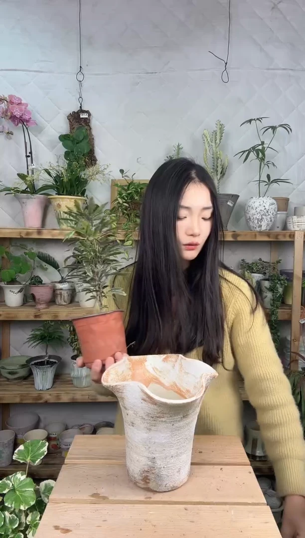 无花朵炸****。编号965  景德镇手绘花盆