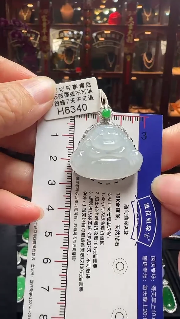 【闪购商品】翡翠颈饰18K金镶嵌H6340冰佛公