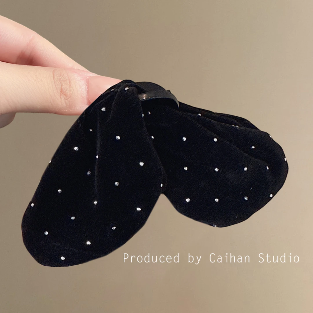 蝶吻星河~复古植绒水晶蝴蝶三角抓夹！显发量网红发饰蝴蝶夹鲨鱼夹