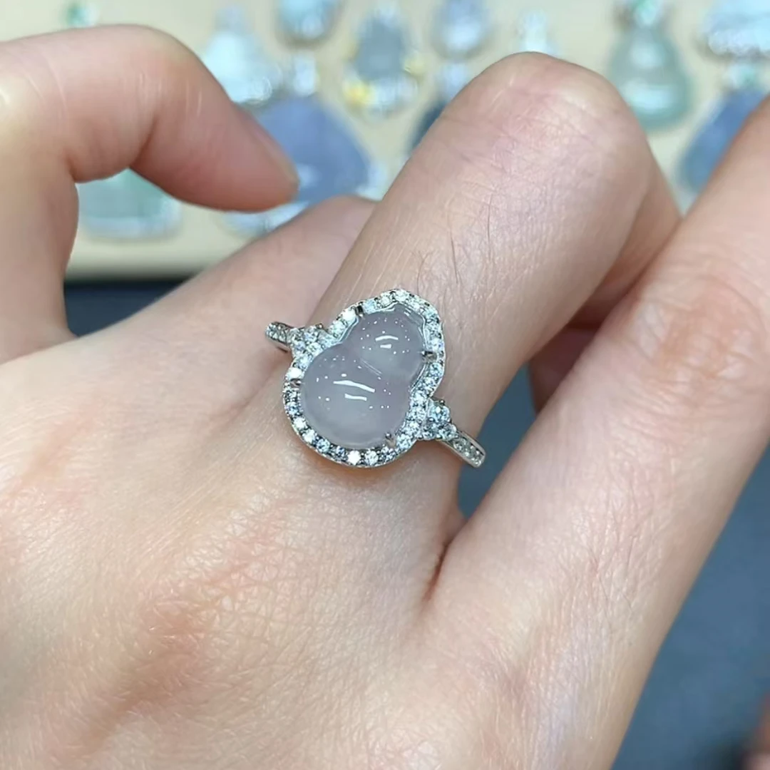 千然翡翠-(JH-1-1)葫芦戒指-s925银镶翡翠戒指多样性发其一