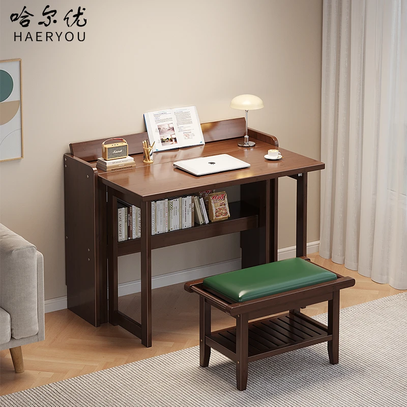 哈尔优书桌家用儿童学习桌小户型客厅书房省空间折叠桌简易写字桌