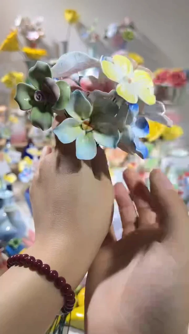 创意手工陶瓷花15支051