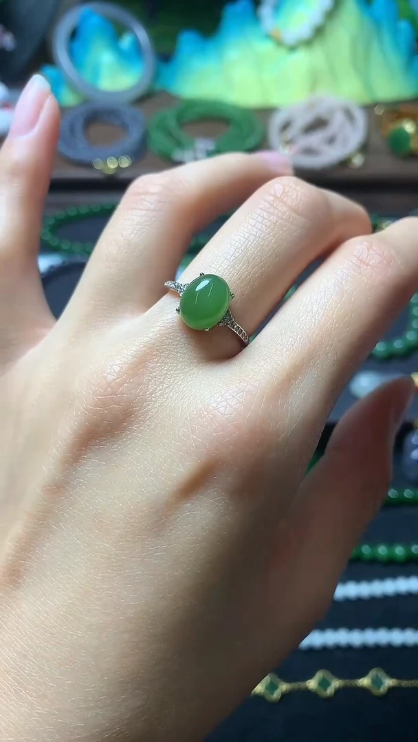 【闪购商品】和田玉戒指银S925镶嵌戒指