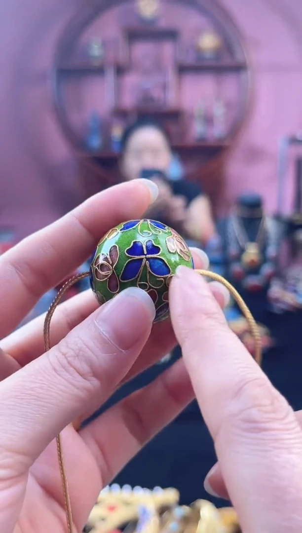 非遗 景泰蓝3.0大珠 银蓝嫩绿