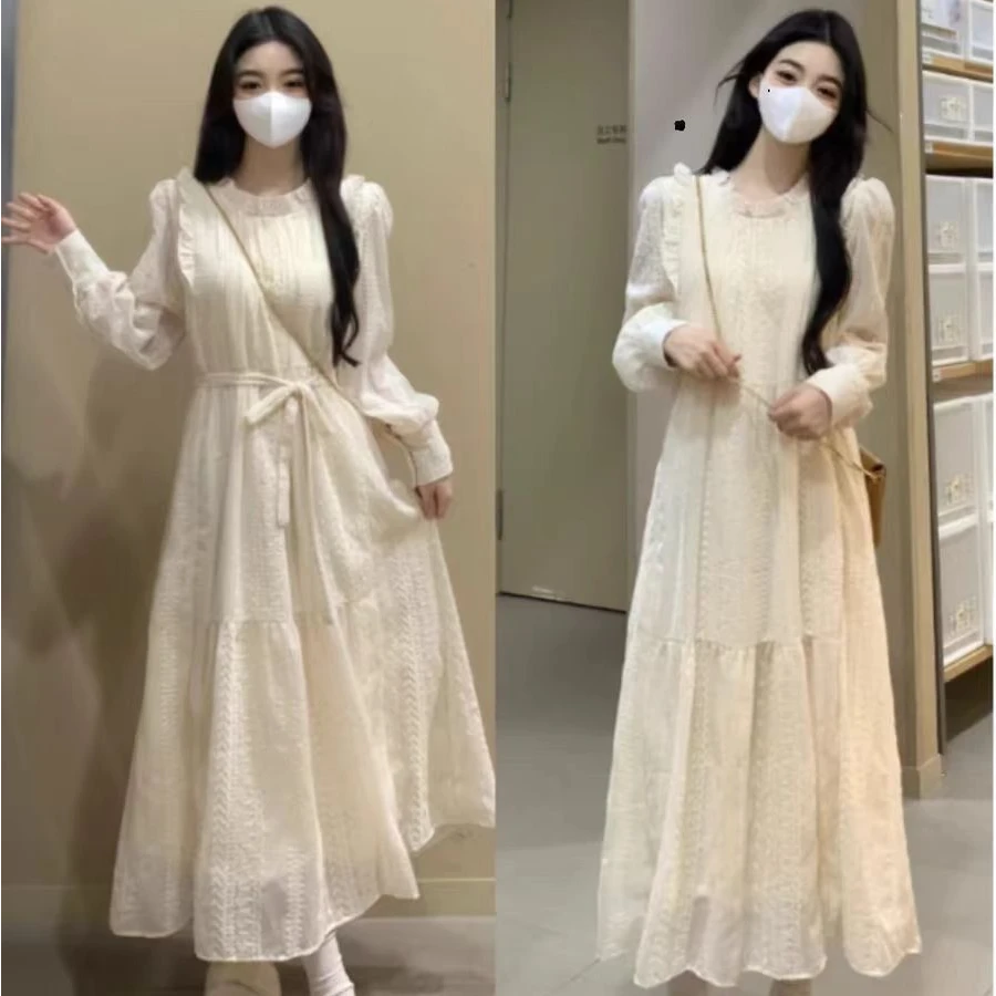 大码胖mm2025春季新款甜美连衣裙女装高端精致打底a字长裙子1707