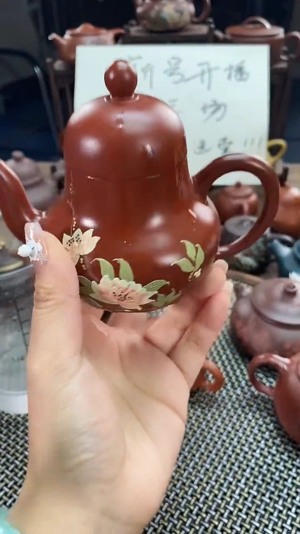茶壶紫砂朱泥泥绘思婷
