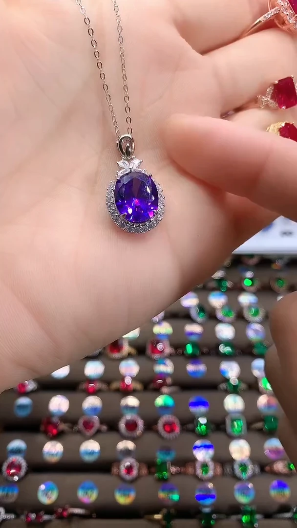 【闪购商品】水晶吊坠(赠链)银S925镶嵌银色