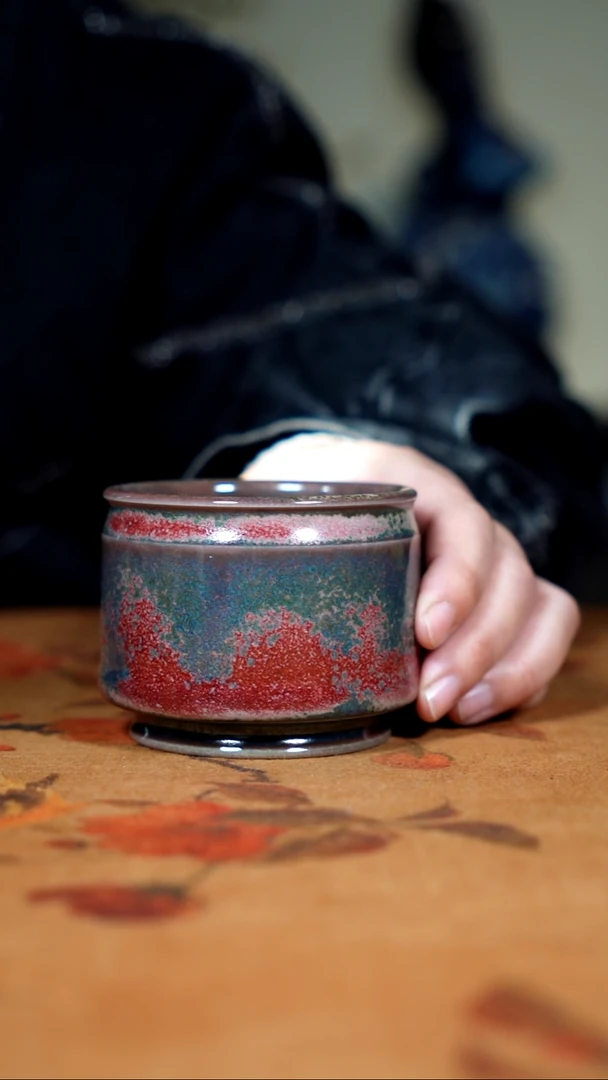 原矿石钧瓷茶器摆件