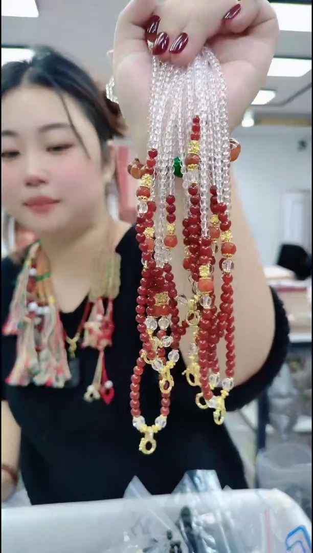 【闪购商品】水晶颈饰合金1713白水晶红项链