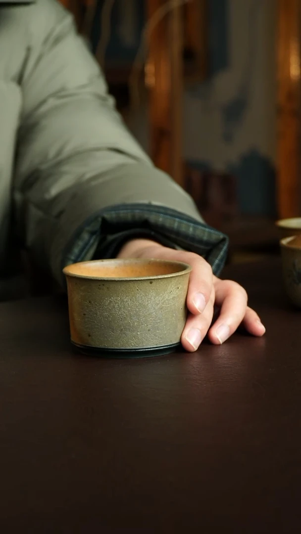 茶杯紫砂61号  李建军老师柴烧本绿牡丹花杯