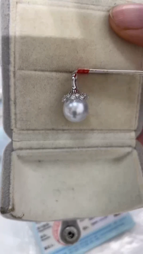 银S925镶嵌吊坠海水珍珠澳白