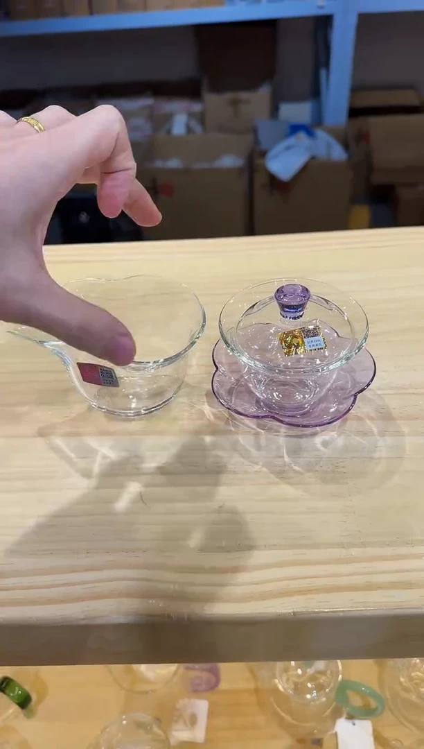 禾器-咏荷盖碗-浅紫色+福珑透明