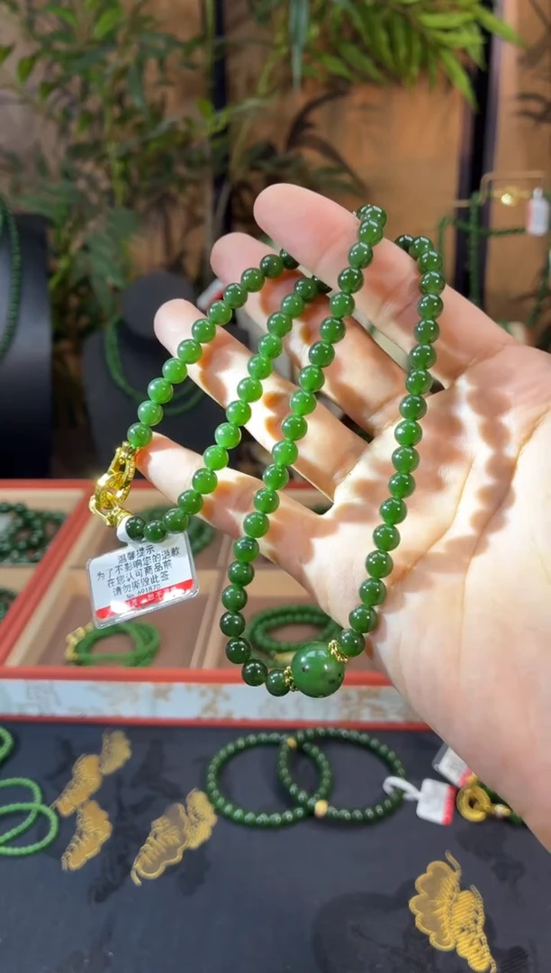 颈饰未镶嵌和田玉（碧玉）6菠菜微矿锁骨链