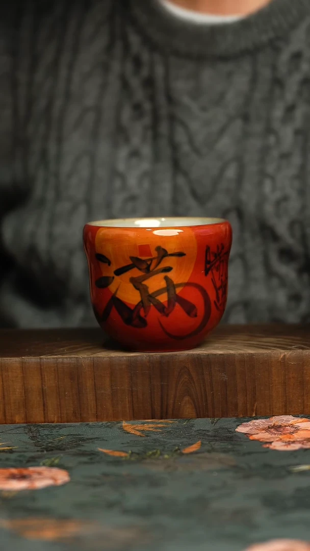 杯釉下彩手工手绘同款陶器