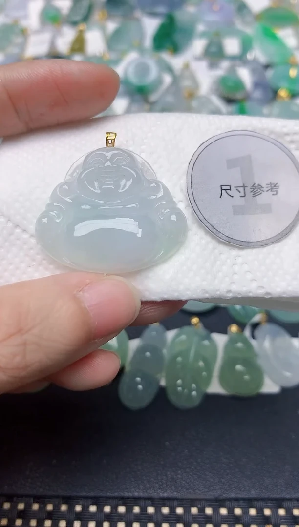 颈饰18K金镶嵌翡翠天然缅甸A货翡翠