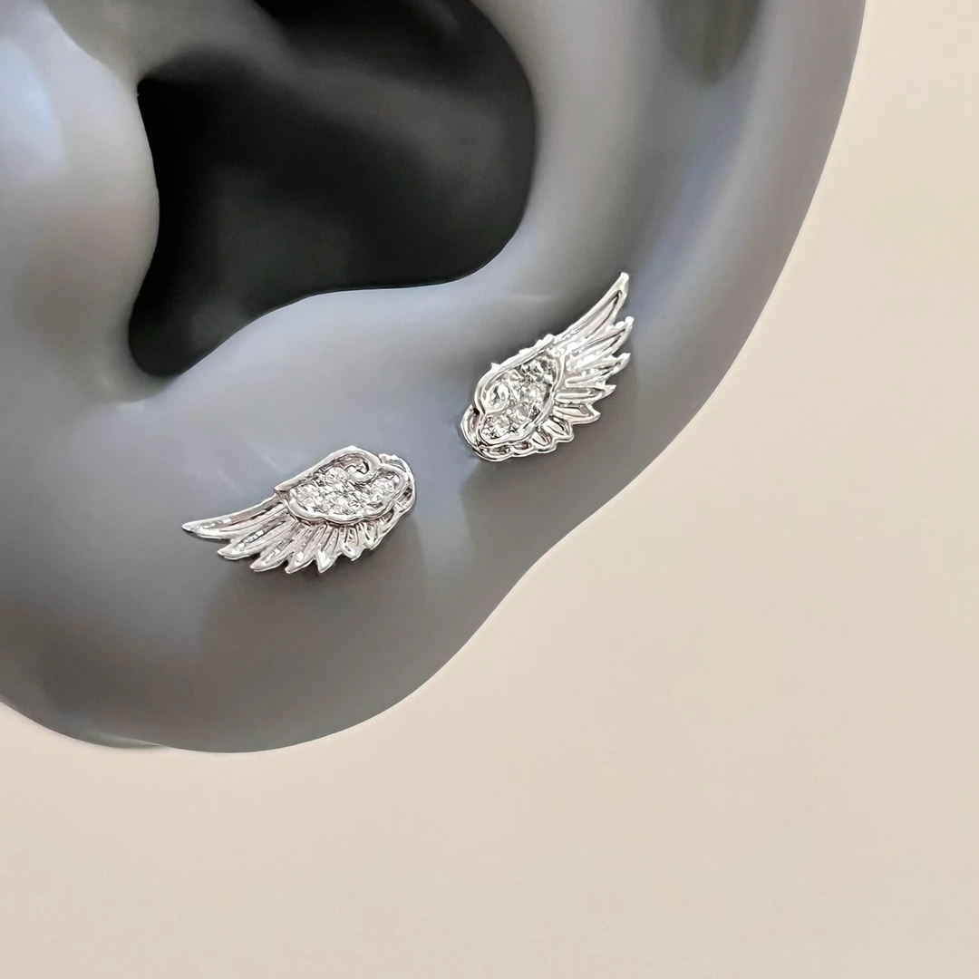 钛钢耳饰 RINGRING天使之翼耳钉钛钢耳骨钉双耳洞耳饰小众高级感