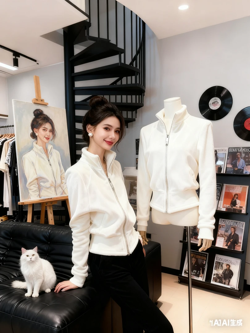 白色丝绒外套女秋季2025小个子独特漂亮高级感超好看气质掐腰上衣