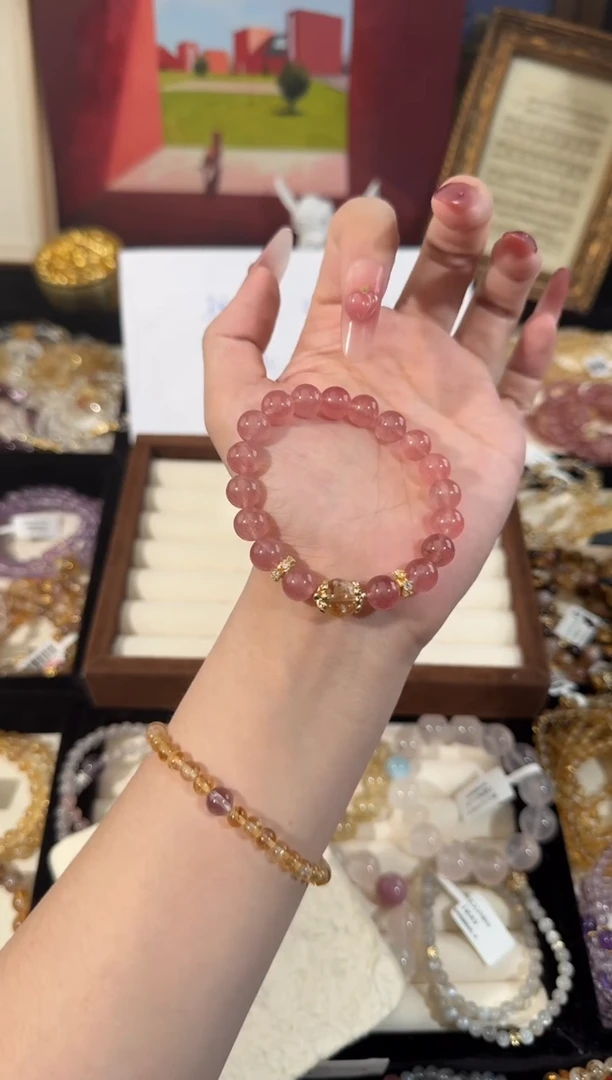 合金手链水晶草莓晶黄塔