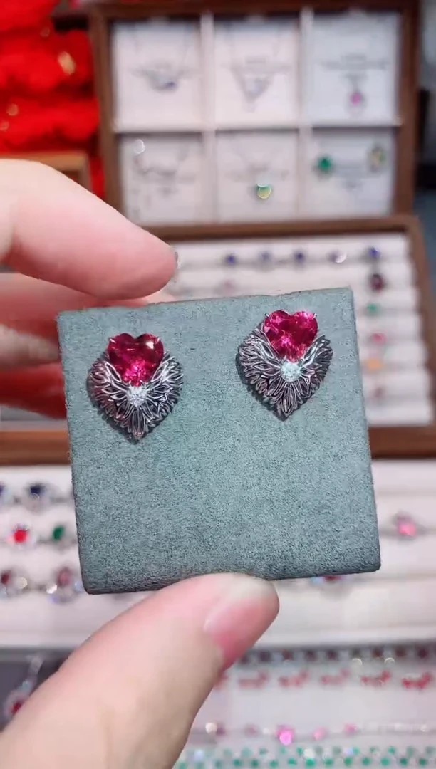 18K金镶嵌耳饰碧玺2.5ct/天然宝石/七天无理由