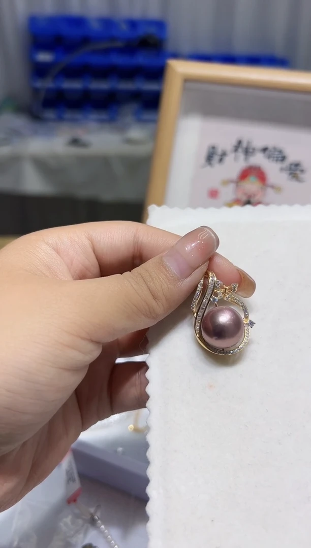 银S925镶嵌淡水珍珠吊坠41