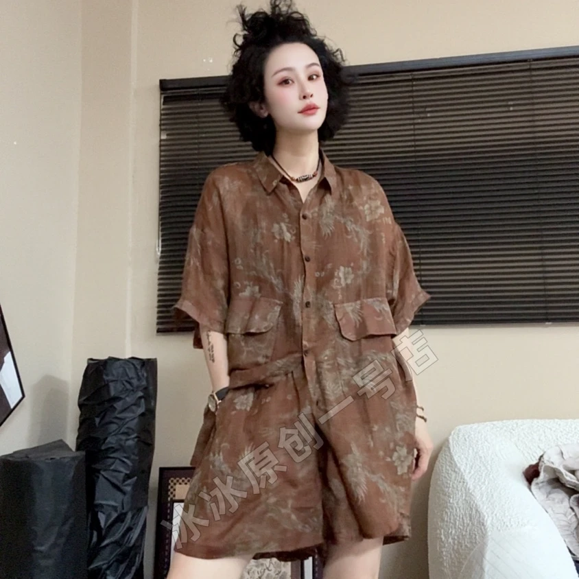 【冰冰一号店】25119苎麻套装欧货时尚防晒洋气夏套装高定