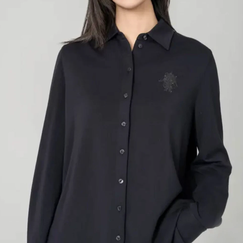 AMASS/阿玛施 经典百搭纯色男友风中长款植绒版长袖衬衫 5300701