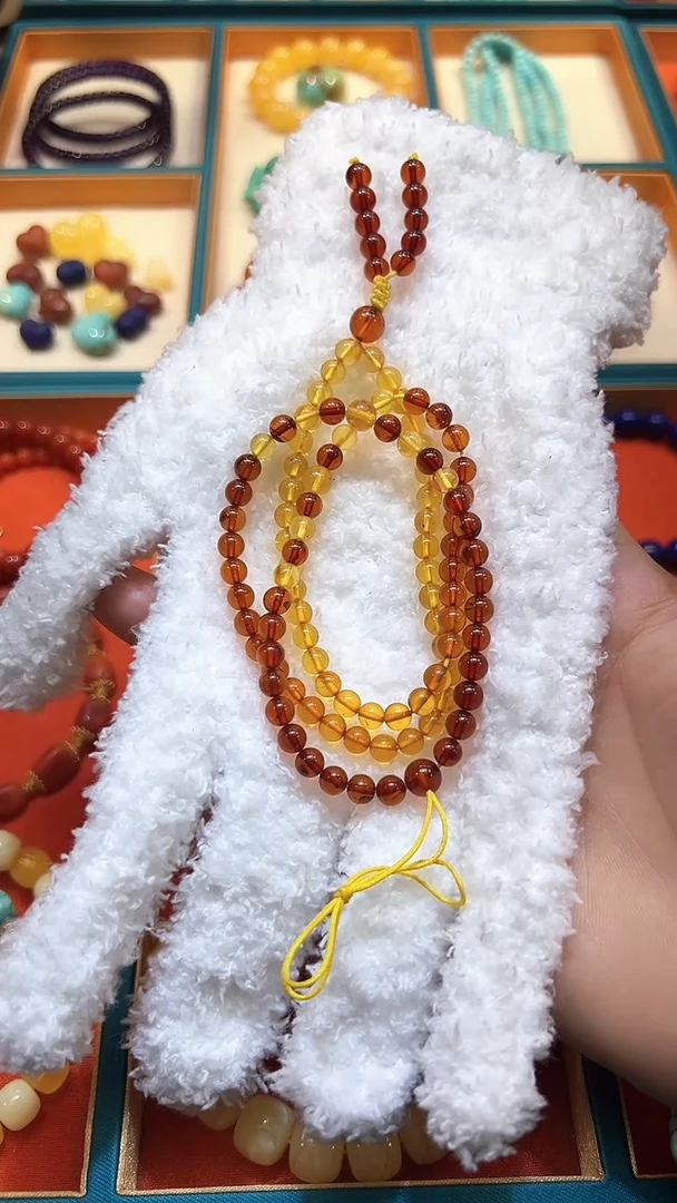 蜜蜡颈饰未镶嵌5+蜜蜡渐变彩虹链  一条