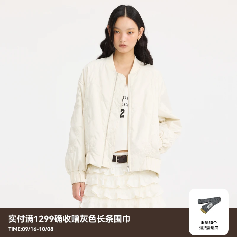 REVAN芮范2025春季新品蝴蝶结图案绗棉外套RL10110213